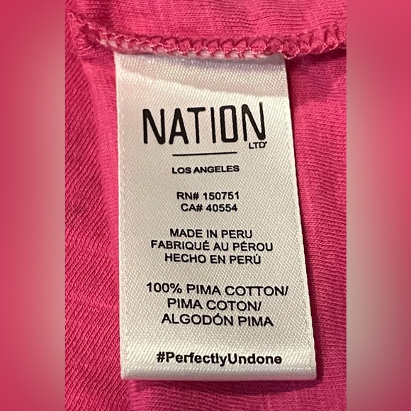 New Anthropologie Nation LTD Loren Tee Pink Long Puffy Sleeve Shirt Boho XL - Picture 7 of 8